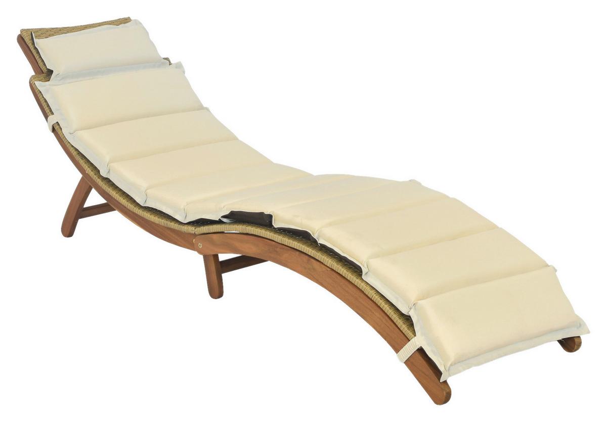 Sonnenliege Capri Akazienholz/ Metall/kunststoff Mit Auflage - Naturfarben, MODERN, Holz/Kunststoff (183/60/54cm) - Gardenson