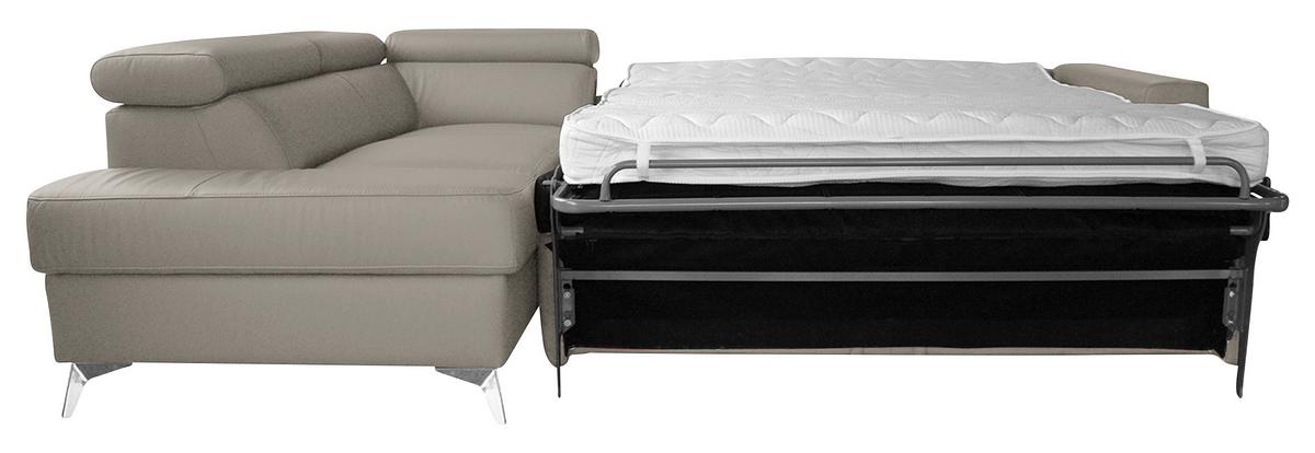 Ecksofa Mondo, Hellgrau S: 208x286 Cm - Chromfarben/Hellgrau, Design, Leder/Textil (208/286cm) - Livetastic