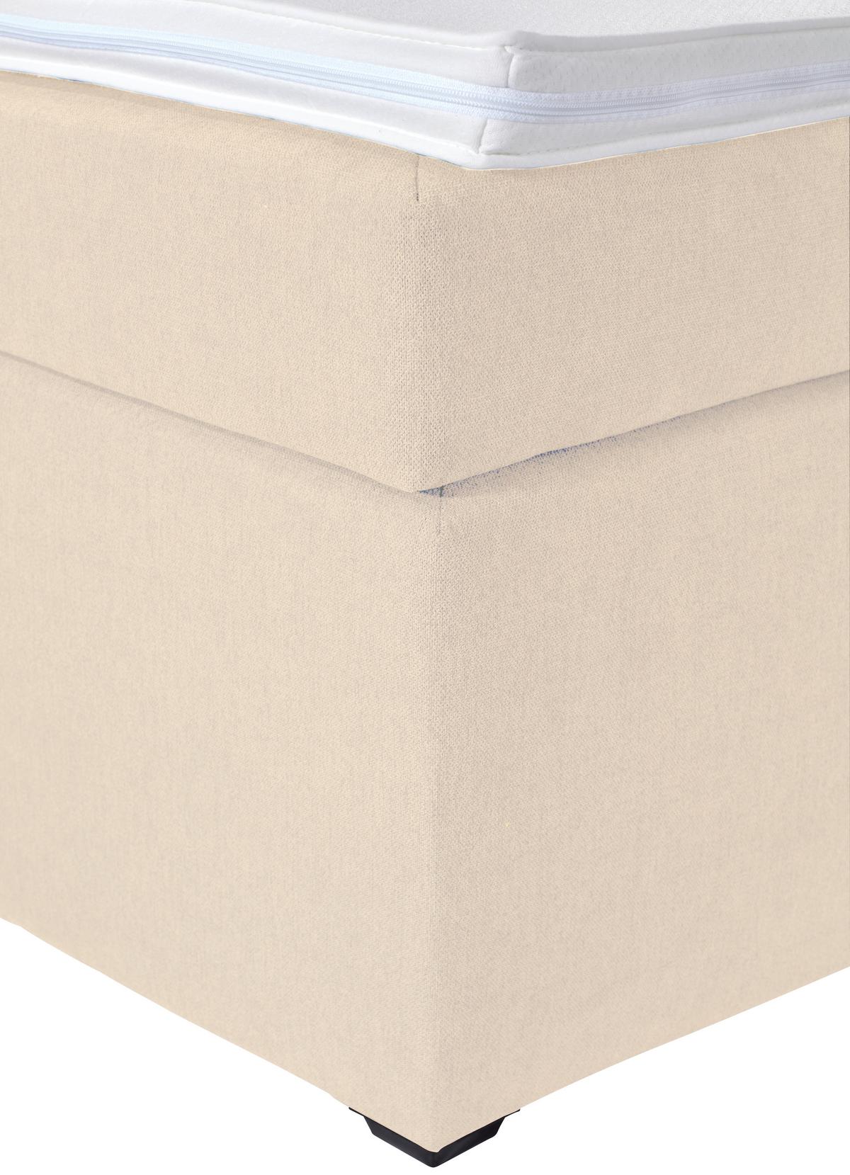 Boxspringbett Mit Topper Lederlook 180x200 Luminosa - Beige/Schwarz, MODERN, Textil (180/200cm)