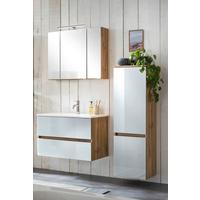Badmöbel-Set 4-Tlg. inkl. LED Helsinki, Weiß/Eiche - Eichefarben/Weiß, KONVENTIONELL, Glas/Holzwerkstoff (120cm) - Held