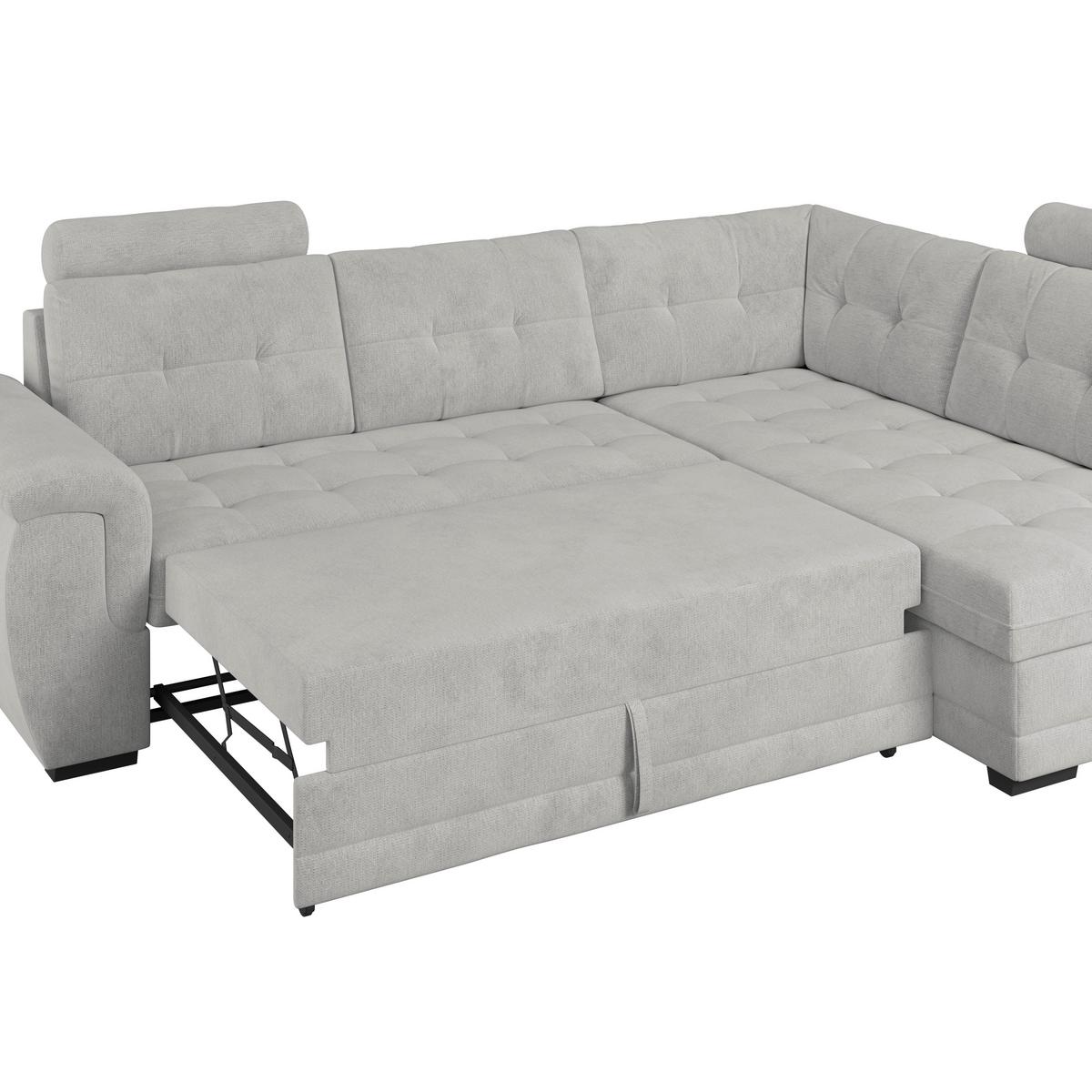 Ecksofa mit Schlaffunktion Falco new Silber 251x183 cm - Silberfarben/Schwarz, KONVENTIONELL, Textil (251/183cm) - Ondega