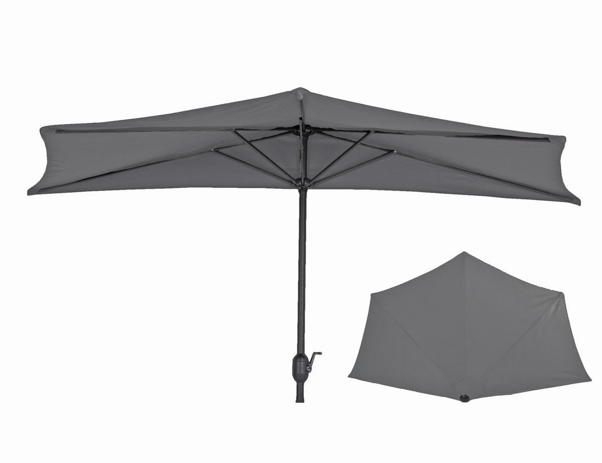 SONNENSCHIRM WANDSCHIRM Ø2,7 M - Anthrazit/Schwarz, MODERN, Kunststoff/Metall (270/230/270cm) - Gardenson