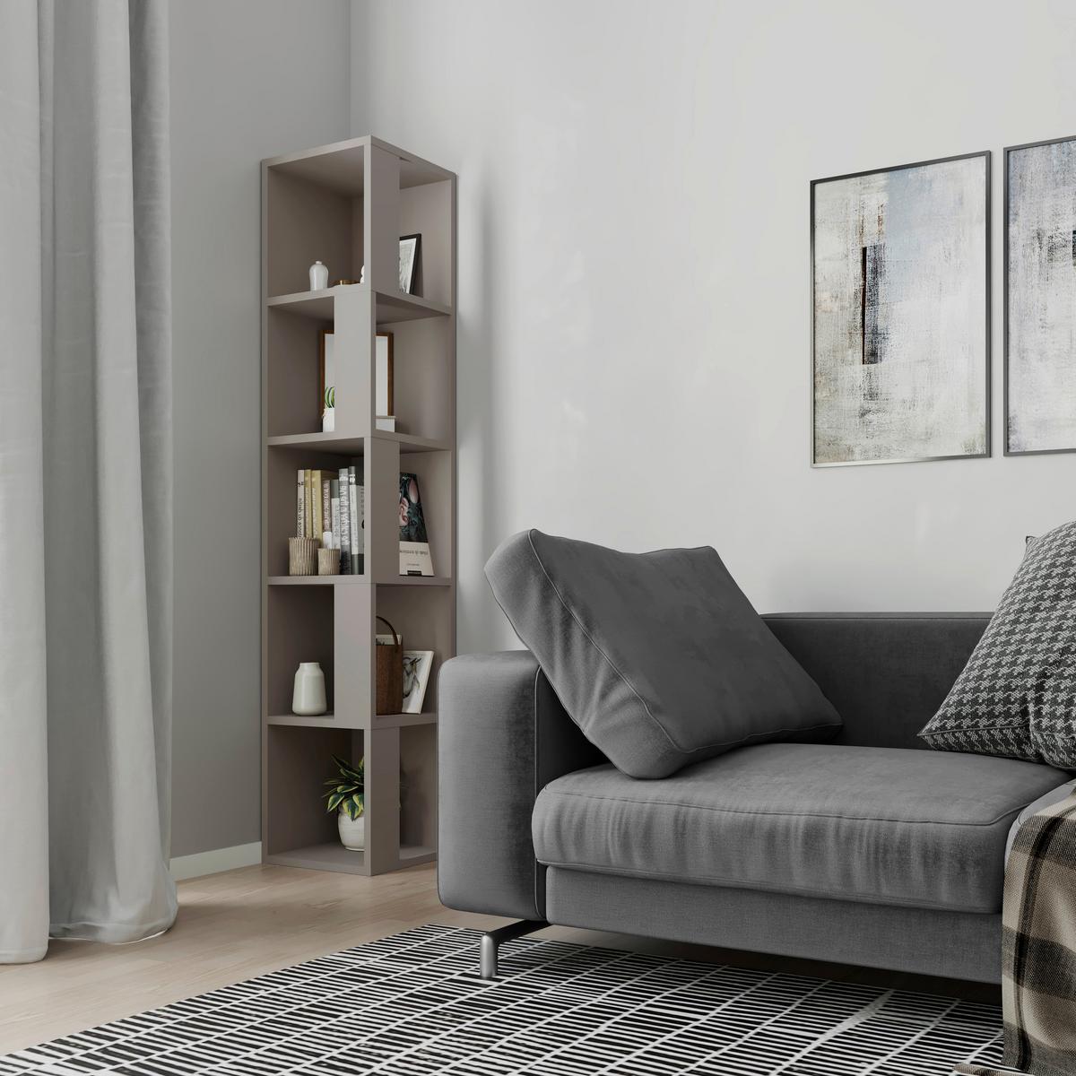 Eckregal Piano Eckregal - Beige, Design, Holzwerkstoff (32/159/32cm) - Livetastic