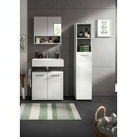 Badezimmer Copa Grau Weiß Hg B: 120 Cm - Weiß Hochglanz/Schwarz, MODERN, Holzwerkstoff (90cm) - MID.YOU