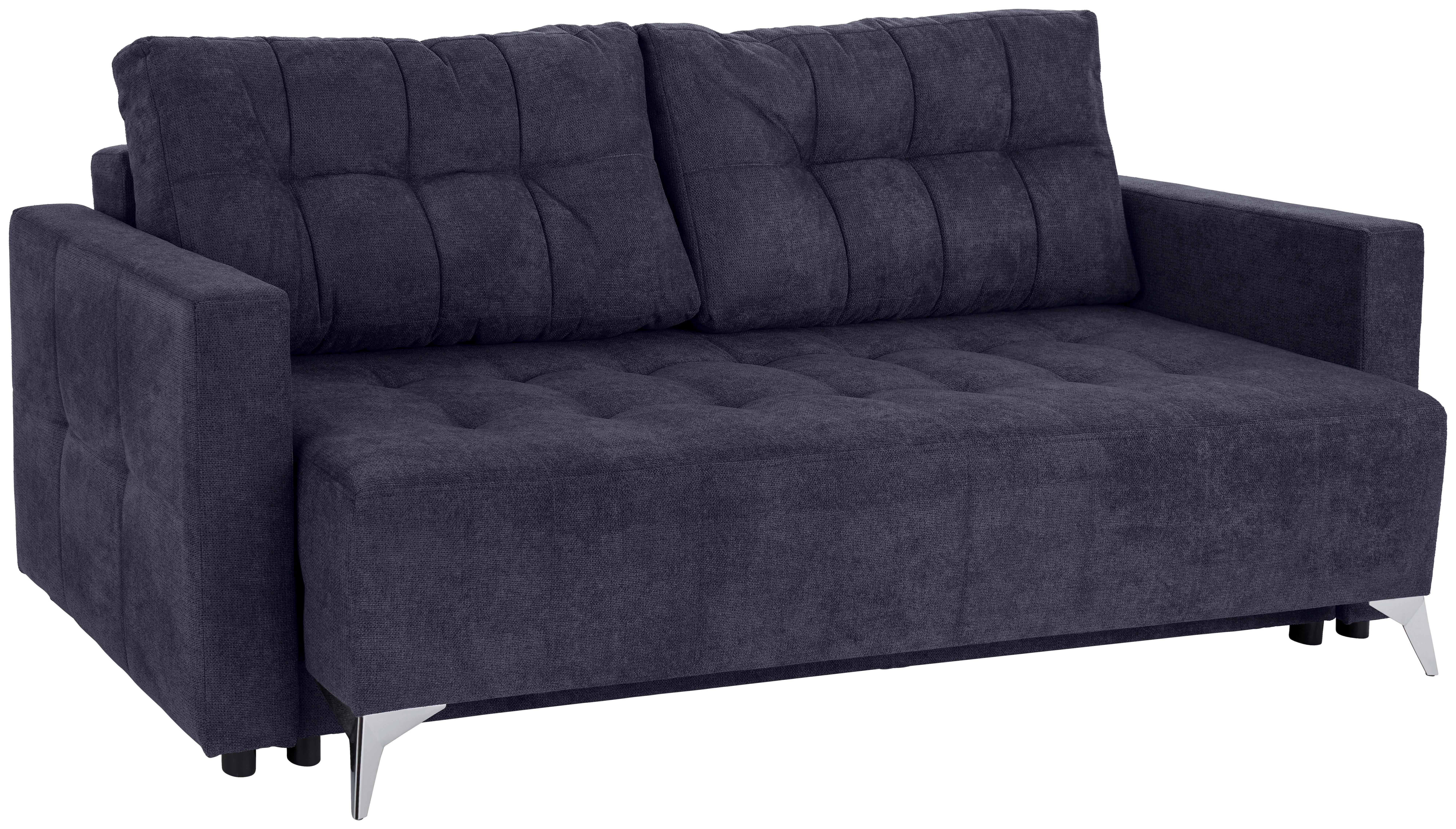 Sofa mit Schlaffunktion Stella Webstoff - Silberfarben/Dunkelblau, Basics, Kunststoff (226/94/102cm) - P & B