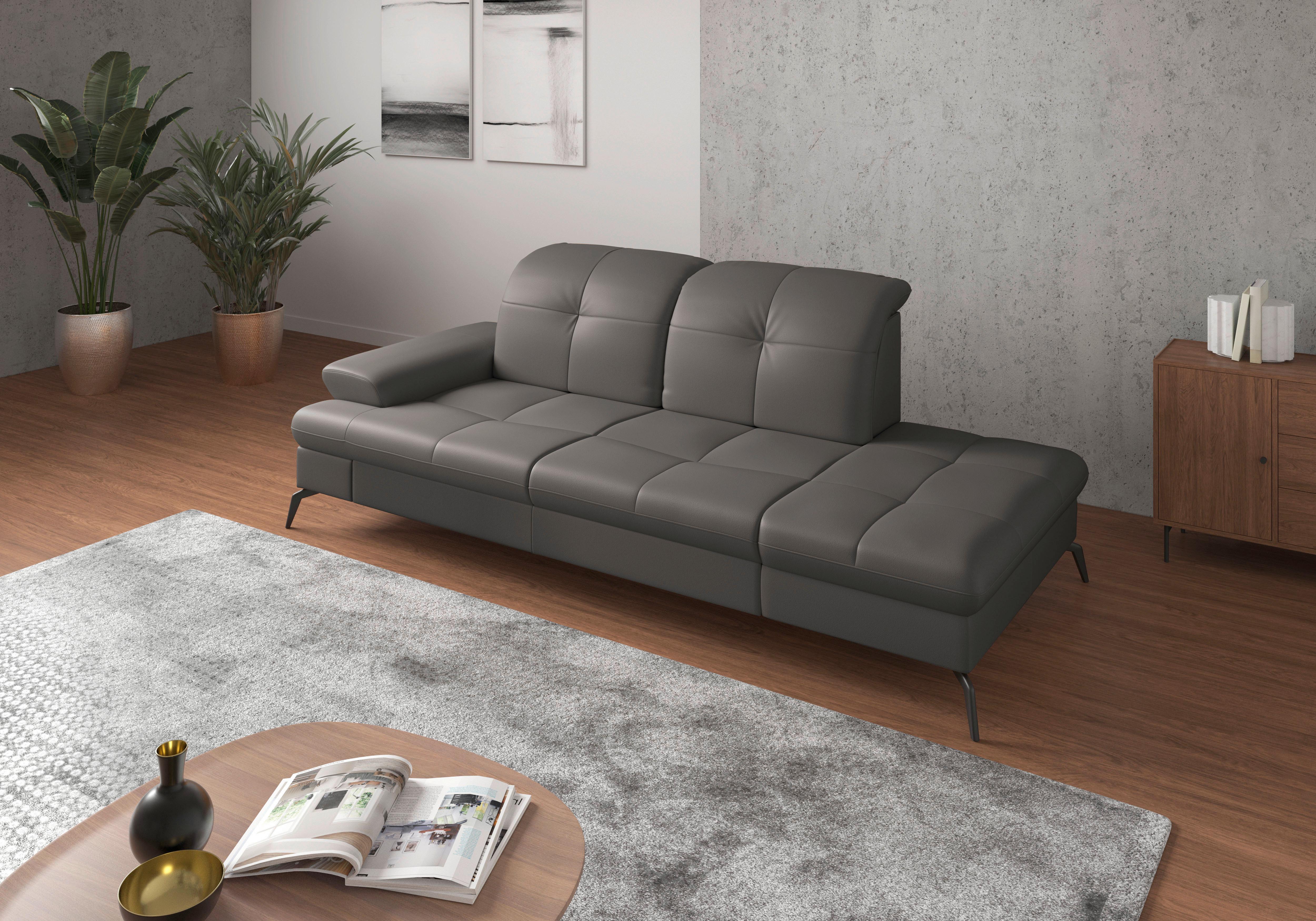 Récamiere Amica E, Mokka B: 231 Cm - Schwarz/Mokka, KONVENTIONELL, Leder/Textil (231/90/122cm) - Sit & More