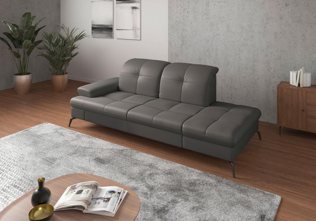 Récamiere Amica E, Mokka B: 231 Cm - Schwarz/Mokka, KONVENTIONELL, Leder/Textil (231/90/122cm) - Sit & More