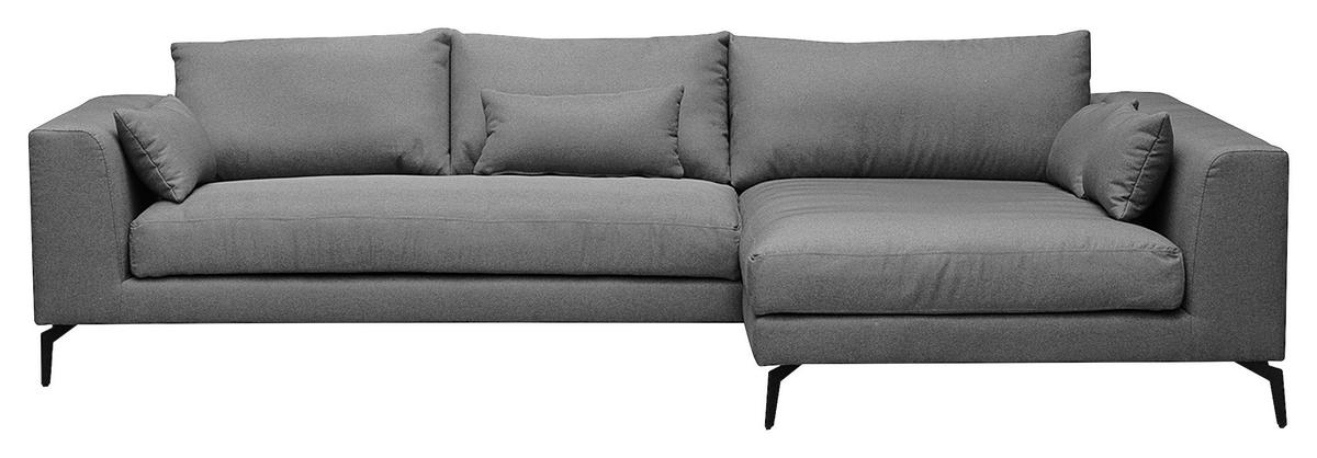 Ecksofa Berlin Dunkelgrau S: 313 cm - Dunkelgrau/Schwarz, Design, Textil (313/172cm) - Livetastic