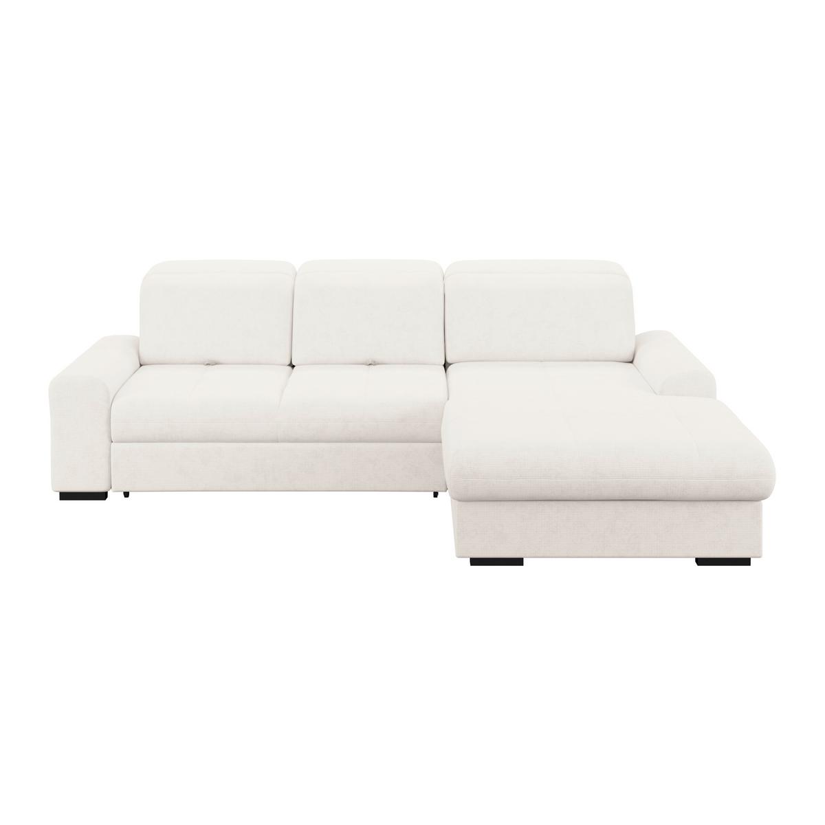 Ecksofa mit Bettfunktion Malaga new Chenille creme - Creme/Schwarz, KONVENTIONELL, Textil (286/203cm) - Ondega