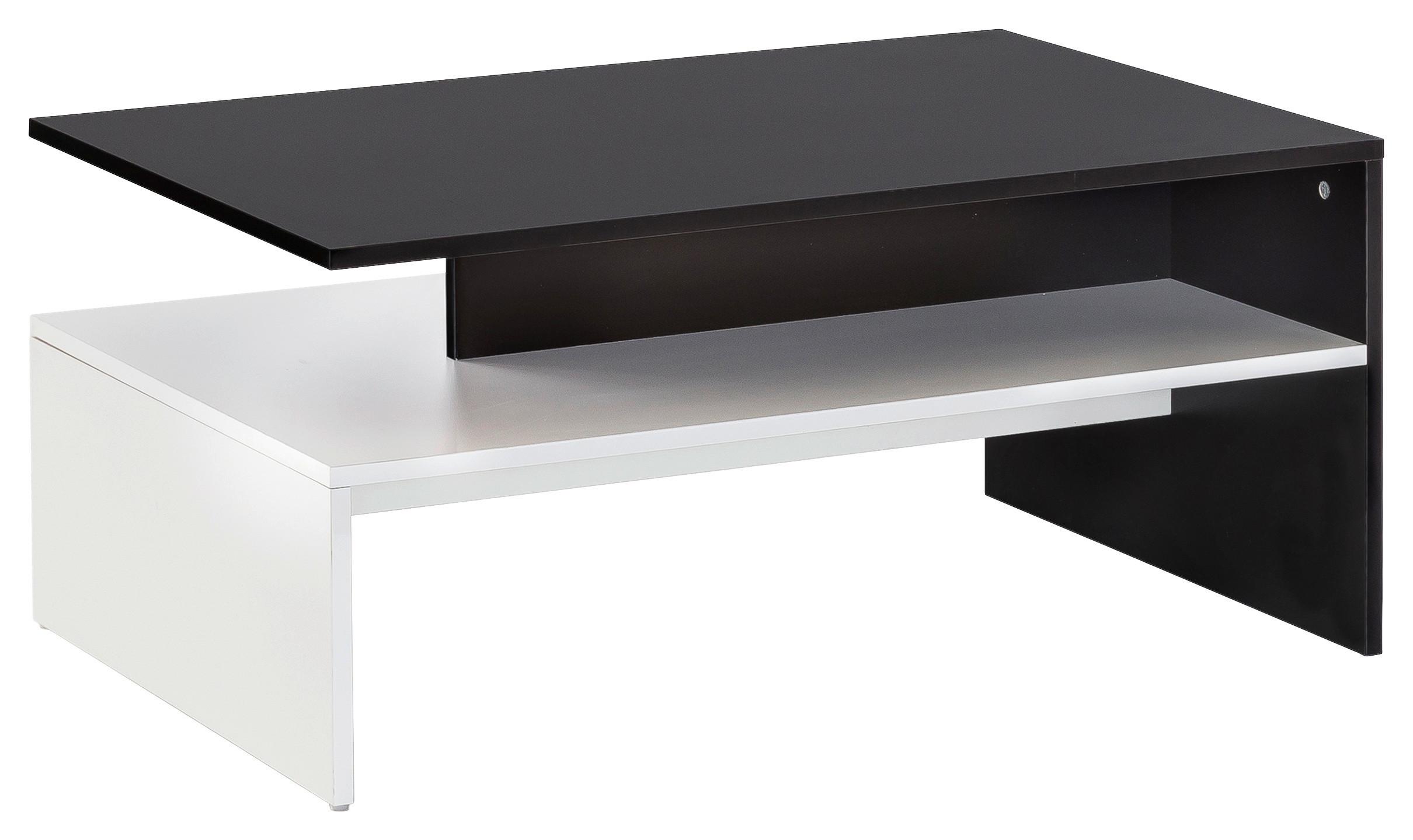 Couchtisch mit Ablagefach Murphy, Schwarz/Weiß - Schwarz/Weiß, MODERN, Holzwerkstoff (90/60/43cm) - MID.YOU