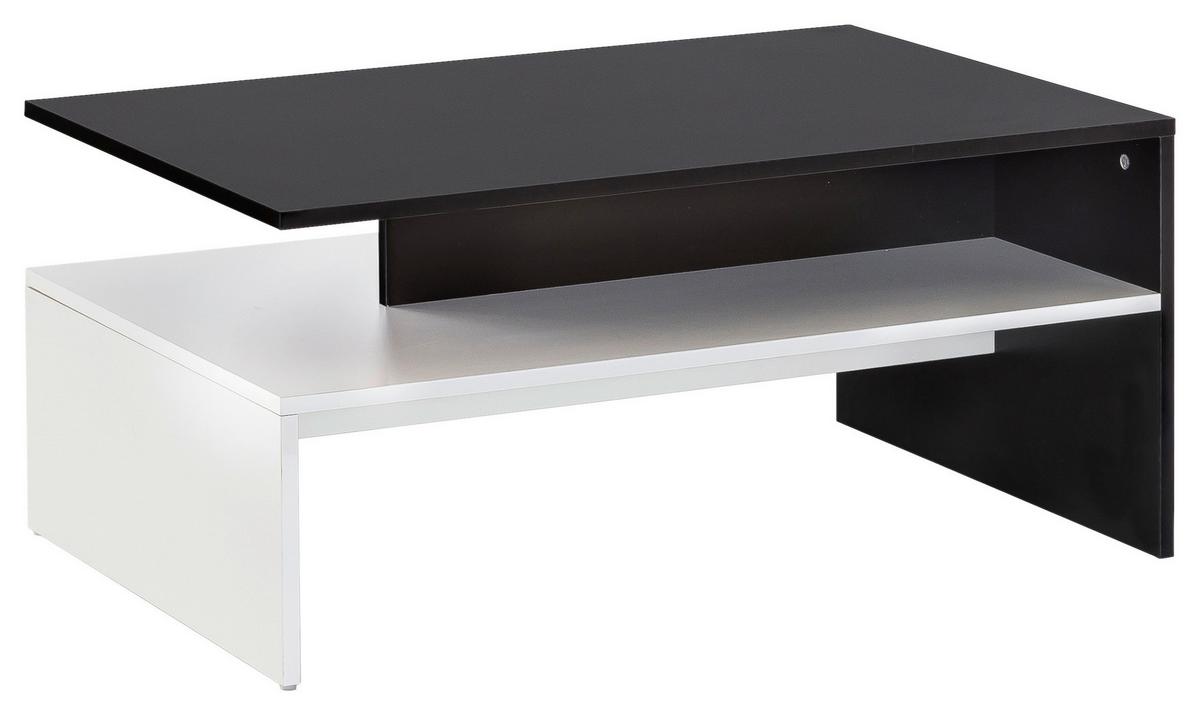 Couchtisch mit Ablagefach Murphy, Schwarz/Weiß - Schwarz/Weiß, MODERN, Holzwerkstoff (90/60/43cm) - MID.YOU