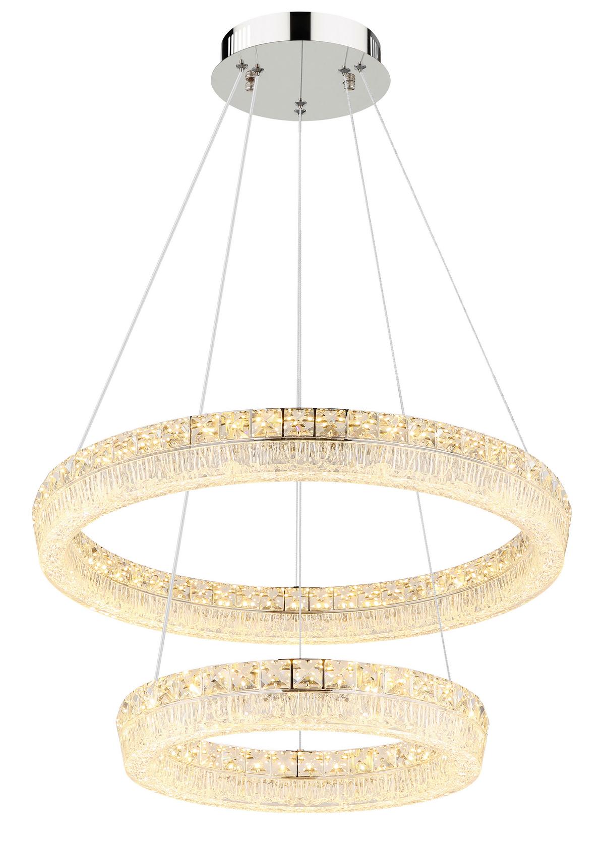 LED-Hängeleuchte 67387-60 Laurel - Klar/Chromfarben, Design, Glas/Kunststoff (60/120cm) - Globo