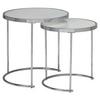 Beistelltisch 2er-Set Mit Glasplatte Weiß + Chrom - Chromfarben/Weiß, Design, Glas/Metall (50/50/50,5cm) - MID.YOU