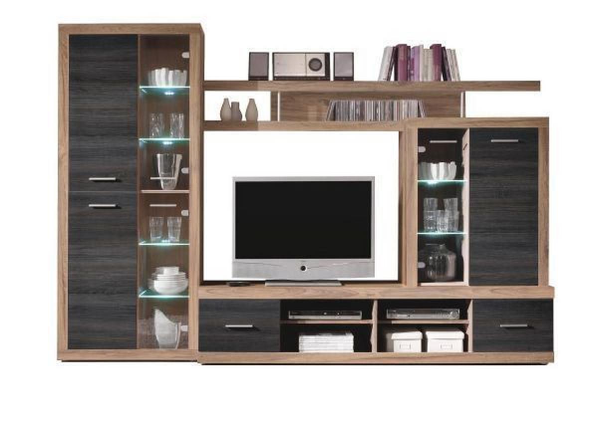 Vitrinkombináció Cancan - diófa színű, Modern, fa (284/195/40cm)