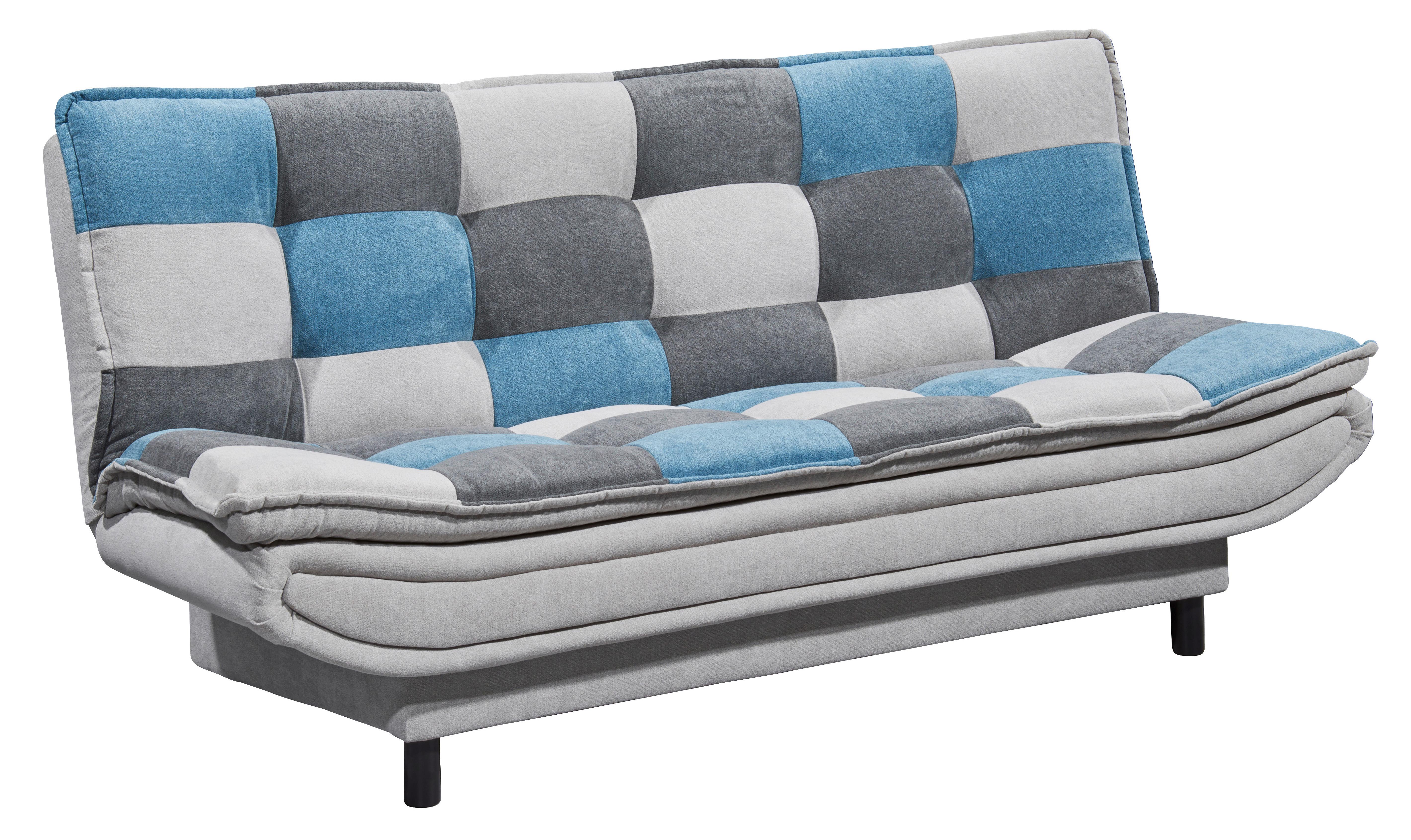 Schlafsofa mit Bettkasten Patch, Mischgewebe - Blau/Dunkelgrau, Basics, Holzwerkstoff/Textil (188/90/89cm) - MID.YOU