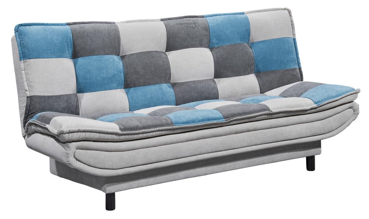 Schlafsofa Mit Bettkasten Patch, Mischgewebe - Blau/Dunkelgrau, Basics, Holzwerkstoff/Textil (188/90/89cm) - MID.YOU