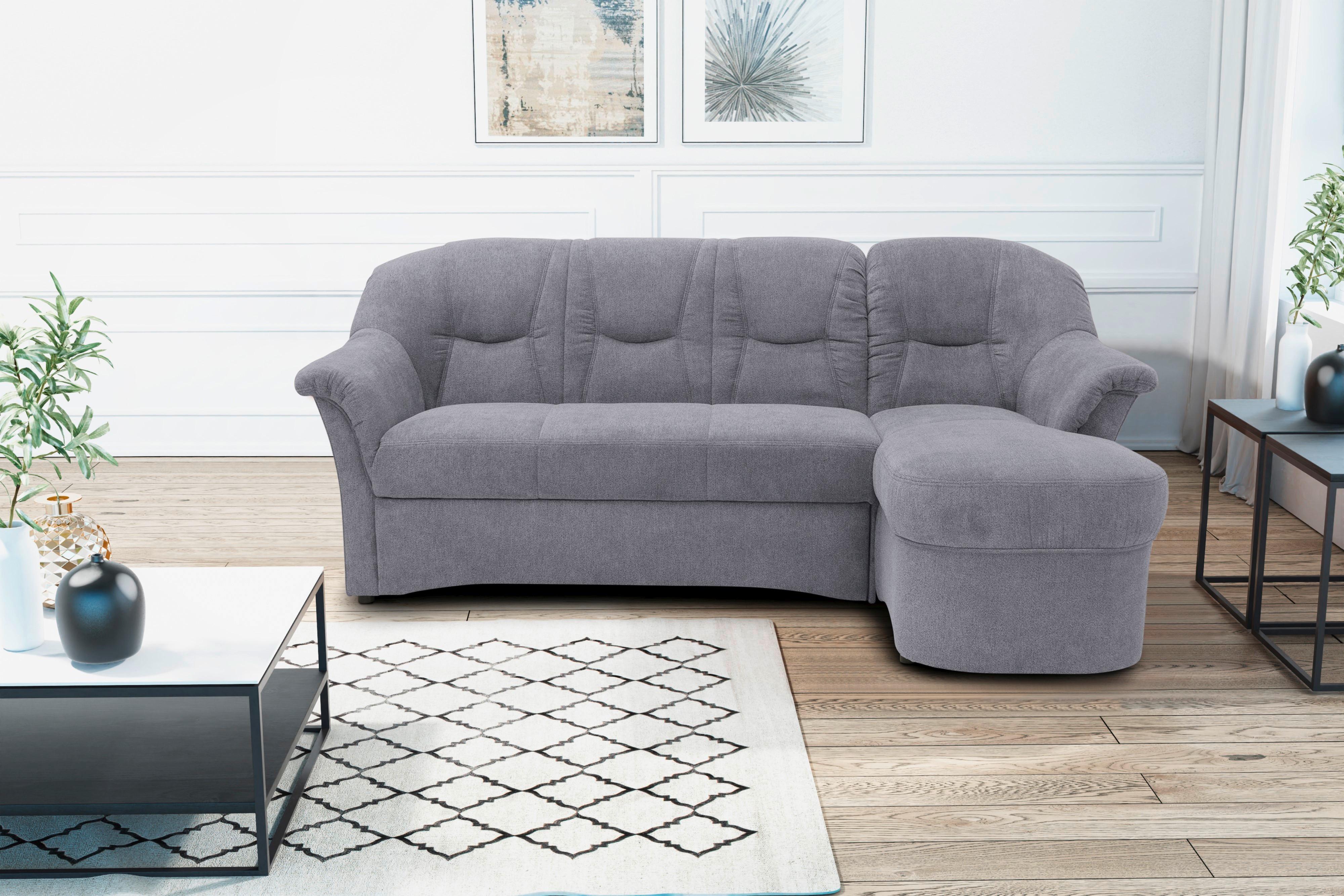 Ecksofa Sarafina - Dunkelgrau/Schwarz, KONVENTIONELL, Textil (232/146cm) - MID.YOU