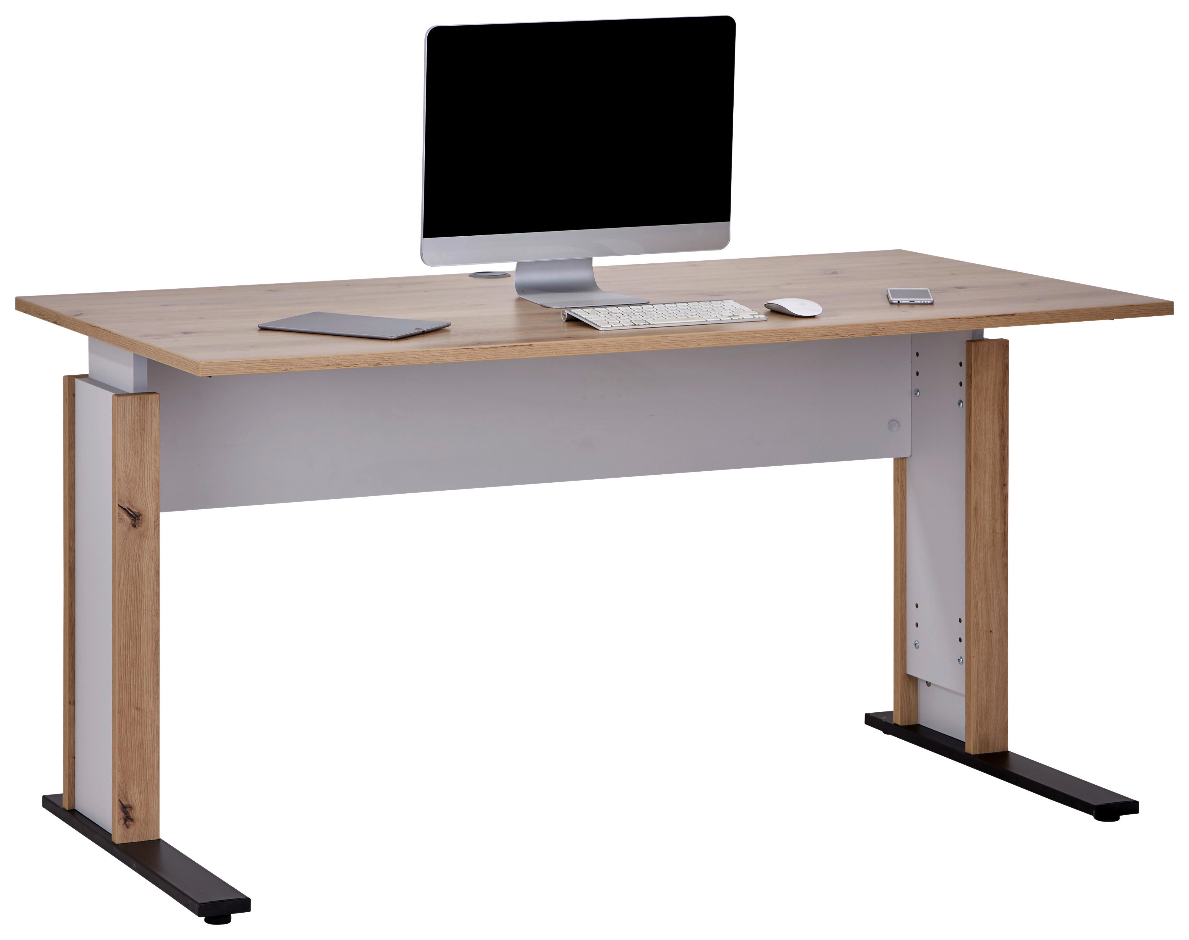 Psací stůl KONTOR K8 - šedá/černá, Moderní, kov/kompozitní dřevo (160/71,5/80cm)