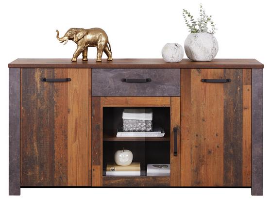 Sideboard Ontario - Dunkelgrau/Eichefarben, Trend, Glas/Holzwerkstoff (162/86/41,5cm) - Ombra Sideboard Ontario - Dunkelgrau/Eichefarben, Trend, Glas/Holzwerkstoff (162/86/41,5cm) - Ombra