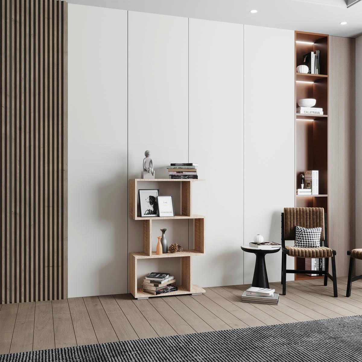 Regal Palusa Sonoma Eiche Dekor - Silberfarben/Sonoma Eiche, Design, Holzwerkstoff (60/97/24cm) - MID.YOU