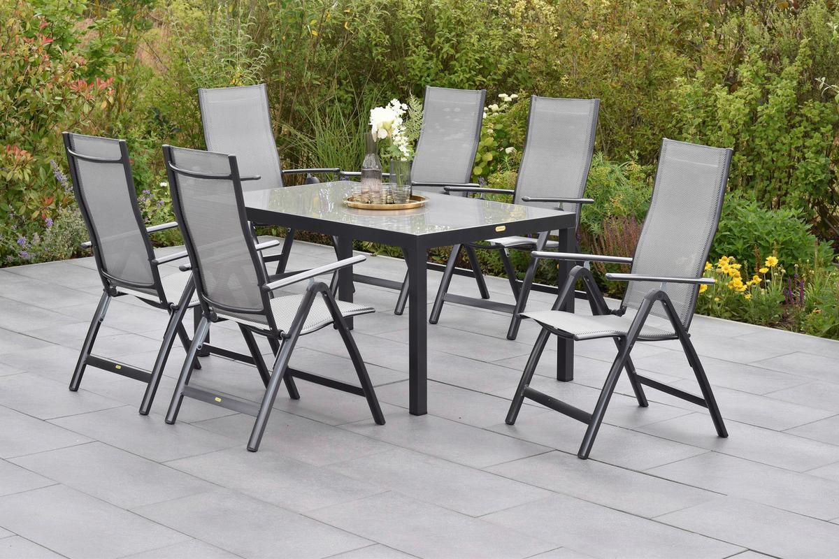 Gartenset Carrara - Graphitfarben/Braun, MODERN, Textil/Metall - Gardenson