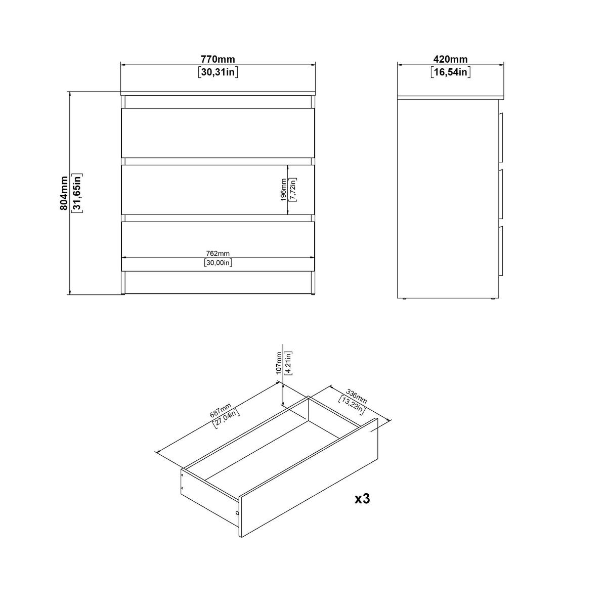 Komoda MARA 3 dub Artisan - dub artisan, Konventionell, drevo (77/80/42cm) - Mömax