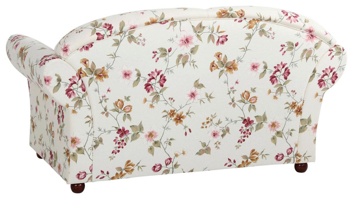 2-Sitzer-Sofa Corona Rot/Weiß, Blumen Design - Rot/Nussbaumfarben, Design, Textil (151/85/81cm) - Max Winzer