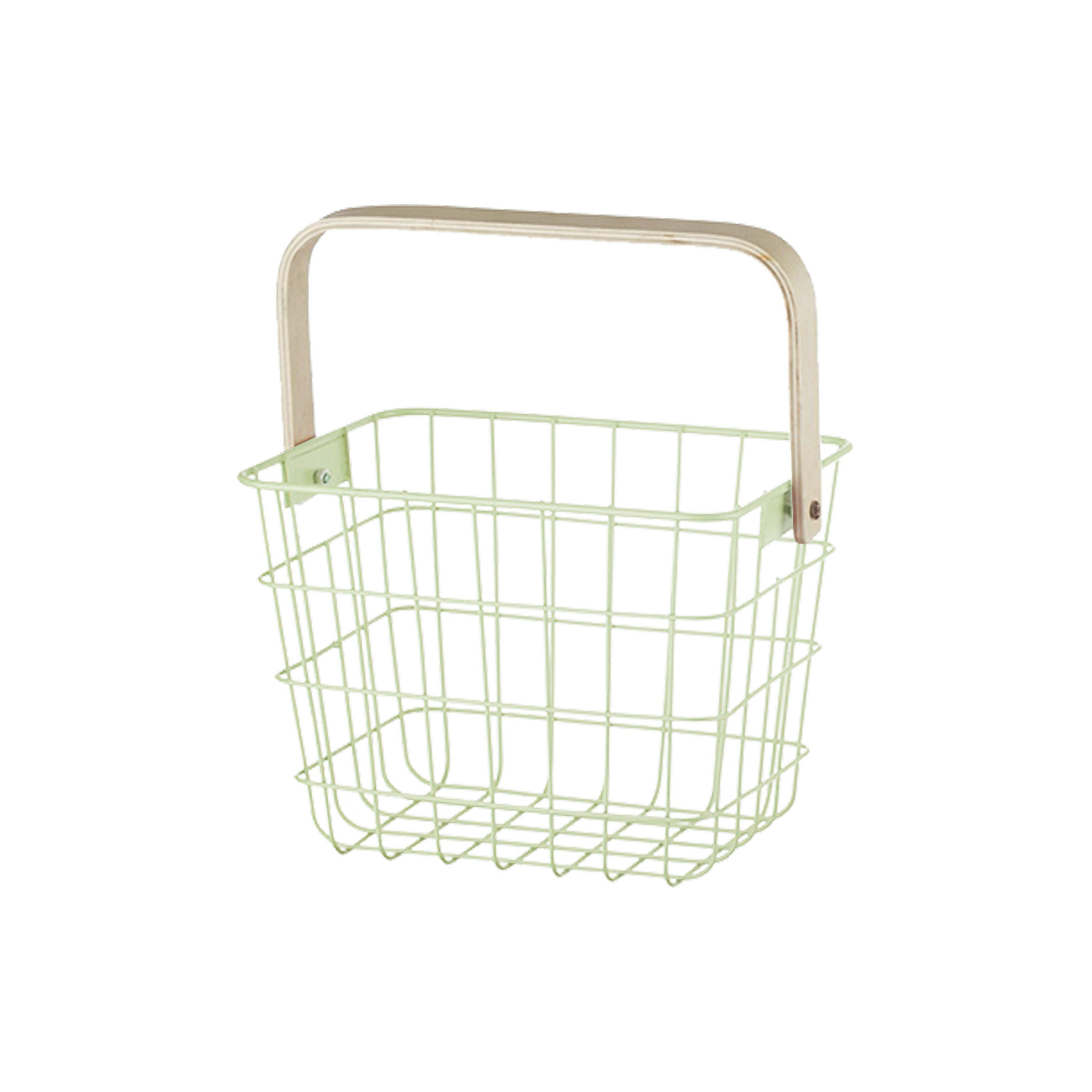 Košík LINUS - prírodná farba/trávovozelená, kov/drevo (20/15/15cm) - Mömax