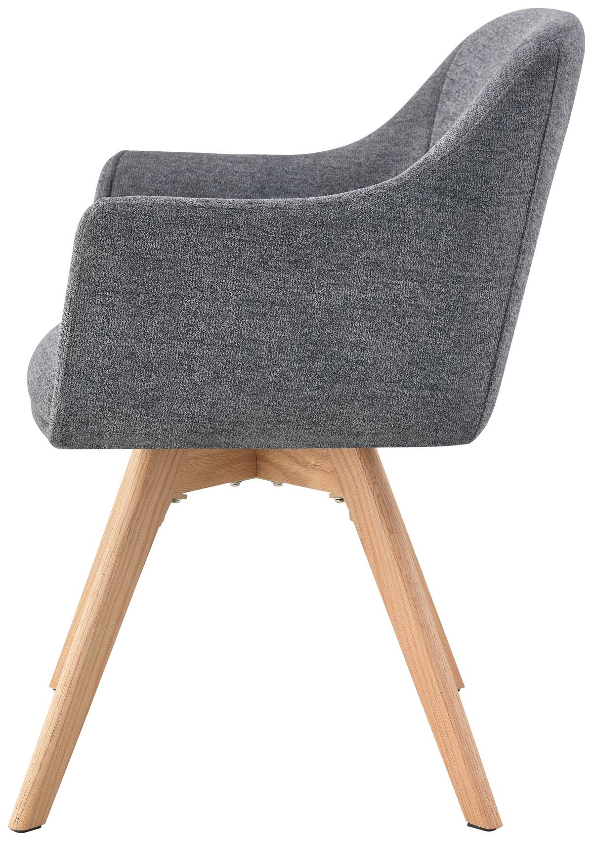 Armlehnstuhl Mats Webstoff Grau, B: 61 Cm - Naturfarben/Grau, KONVENTIONELL, Holz/Textil (61/85,5/63,5cm) - Livetastic