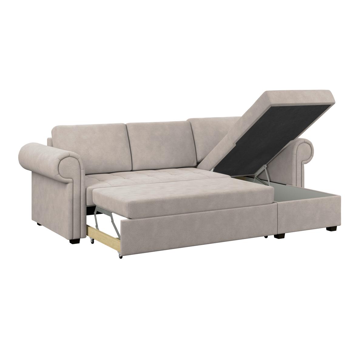 Ecksofa Oslo Taupe B: 260 Cm - Taupe, ROMANTIK / LANDHAUS, Textil (260/85/155cm) - James Wood