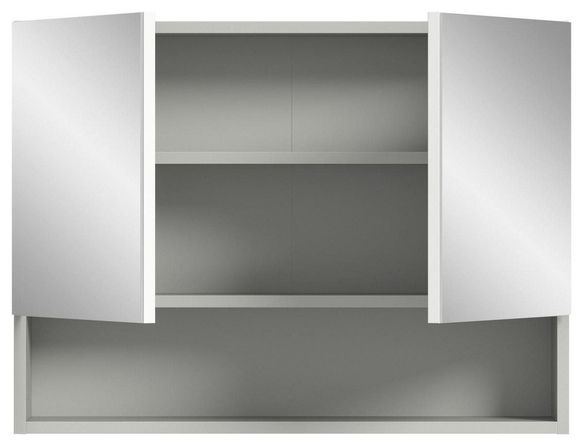 Spiegelschrank Copa 2-Türig B: 74 Cm - Weiß Hochglanz/Weiß, MODERN, Holzwerkstoff (74/55/17cm) - MID.YOU