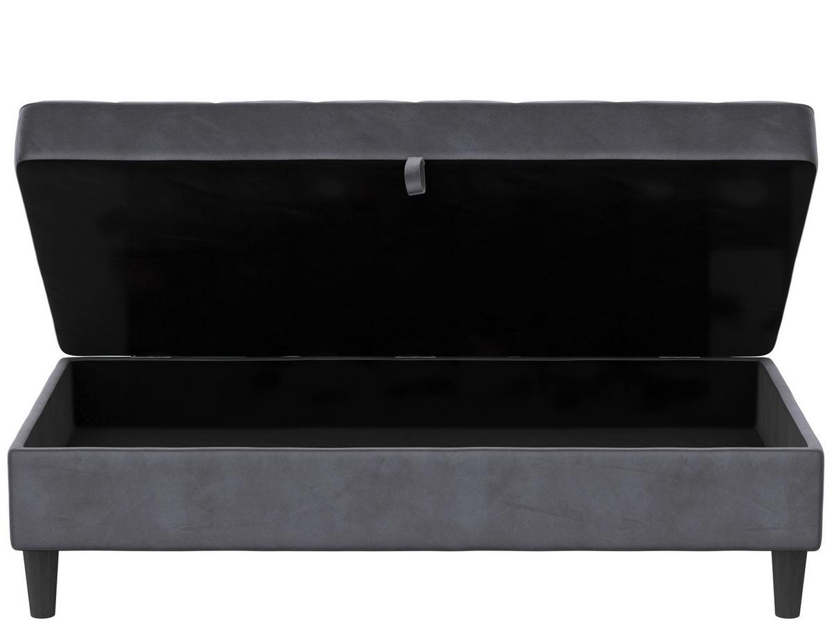 Hocker Palermo Dunkelgrau, mit Stauraum - Dunkelgrau/Schwarz, Basics, Textil (130/43/69cm) - Livetastic
