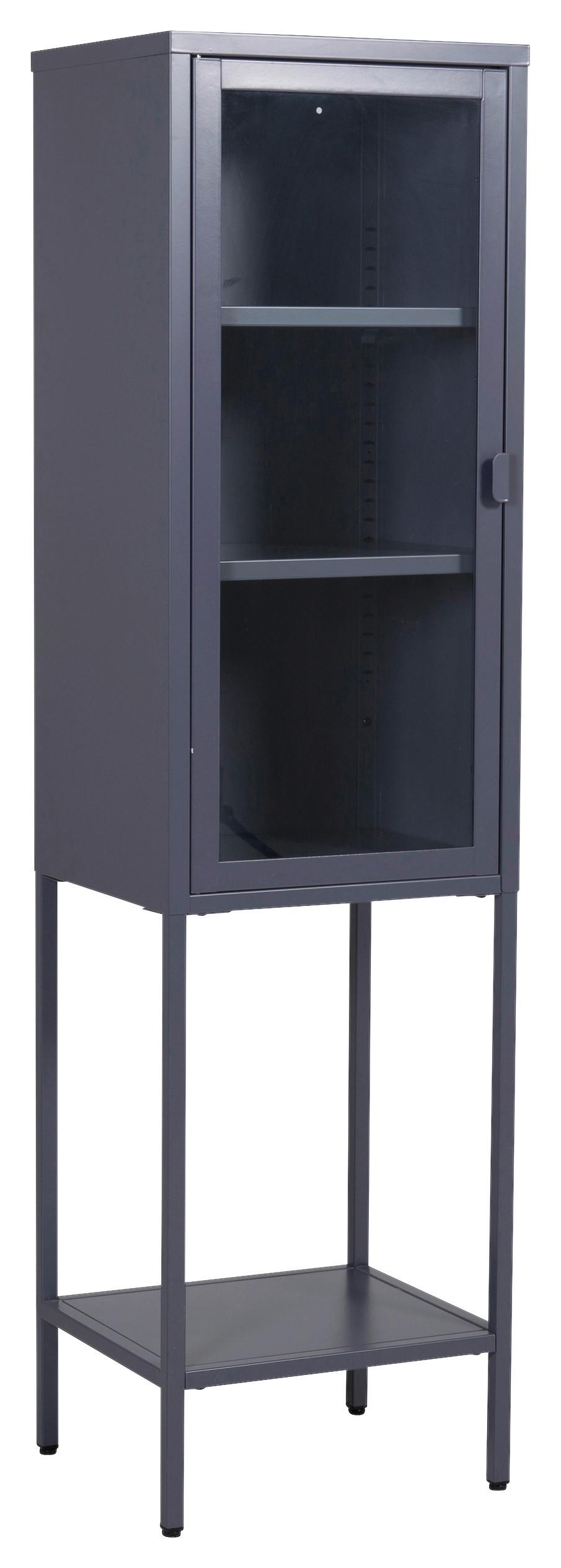 Vitrine Misha - Grau, Design, Glas/Metall (40,5/150/35cm) - Livetastic