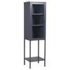 Vitrine Misha - Grau, Design, Glas/Metall (40,5/150/35cm) - Livetastic