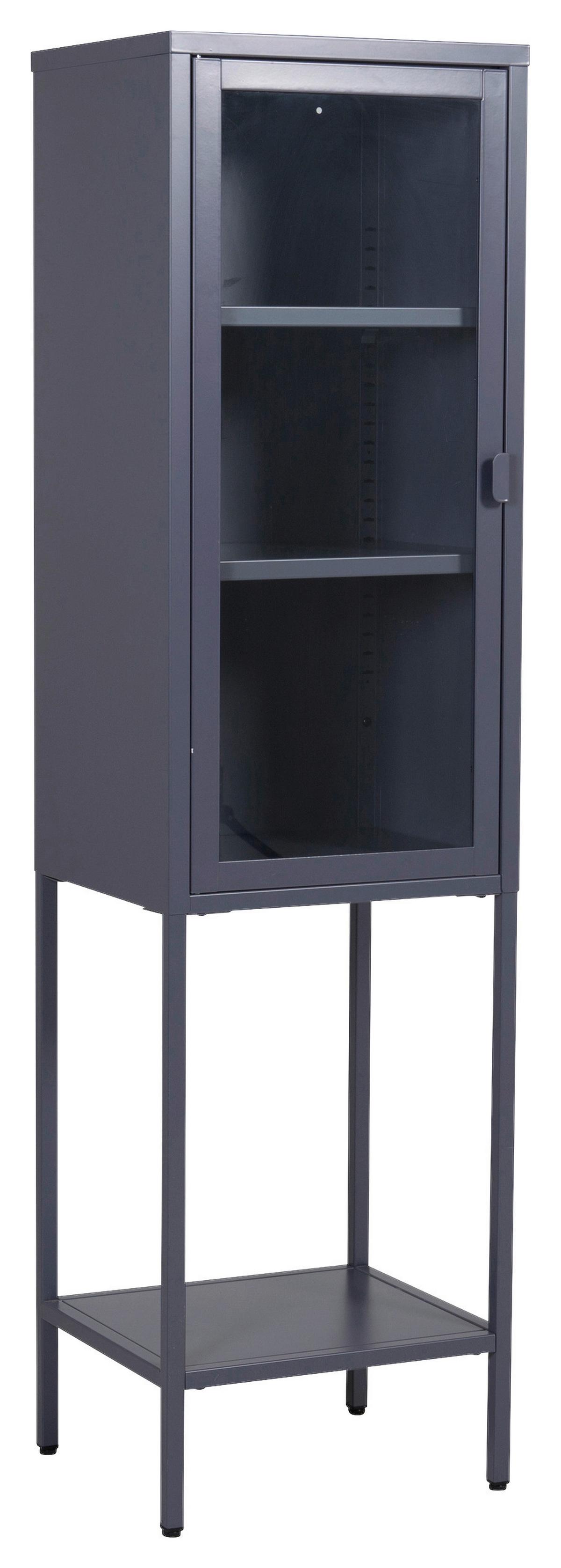 Vitrine Misha - Grau, Design, Glas/Metall (40,5/150/35cm) - Livetastic