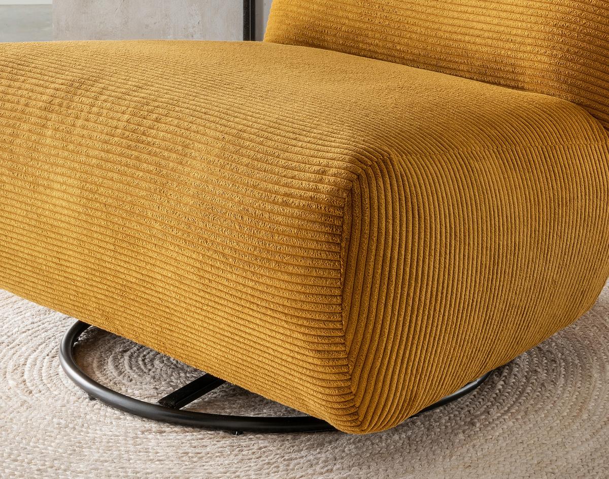 Xxl-sessel Cremallo Goldfarben Wippfunktion, Drehbar, B: 95cm - Goldfarben/Schwarz, Trend, Textil (95/77/94cm) - Livetastic