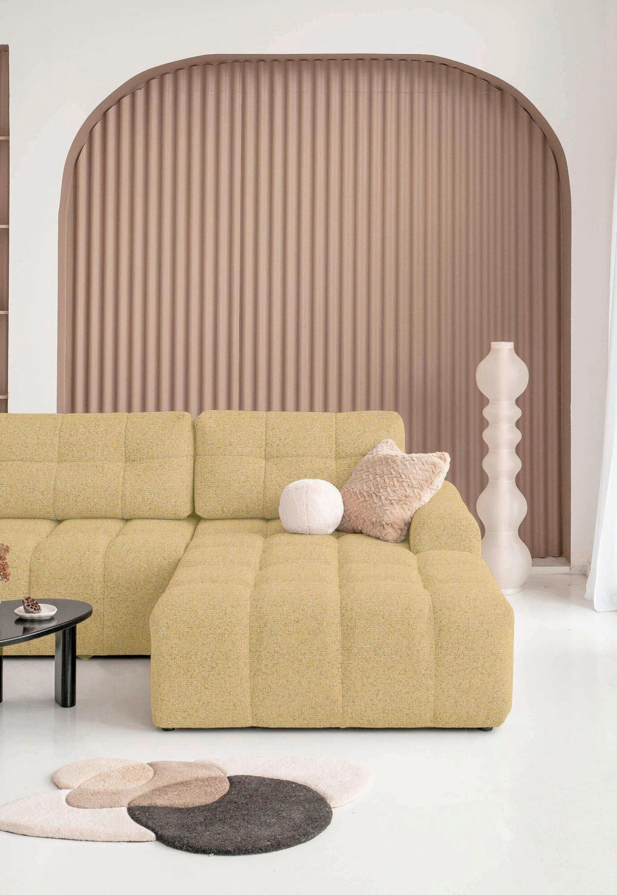 Ecksofa Lulu Gelb S: 338x184cm - Gelb/Schwarz, Design, Textil (338/184cm) - MID.YOU