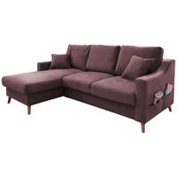 Ecksofa mit Schlaffunktion Valentina mit Kissen Bordeaux - Bordeaux/Naturfarben, KONVENTIONELL, Textil (150/228cm) - P & B
