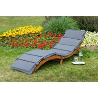 Gartenliege Honopu Holz Klappbar mit Auflage - Grau/Akaziefarben, KONVENTIONELL, Holz/Textil (54/60/180cm) - Gardenson