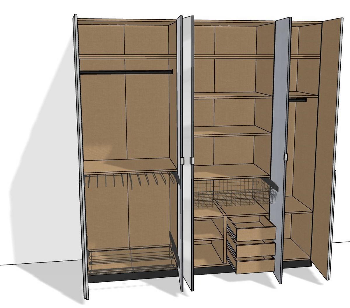 Kleiderschrank Unit 5trg, Maxihöhe - KONVENTIONELL (227/242,2/58,3cm) - Ondega