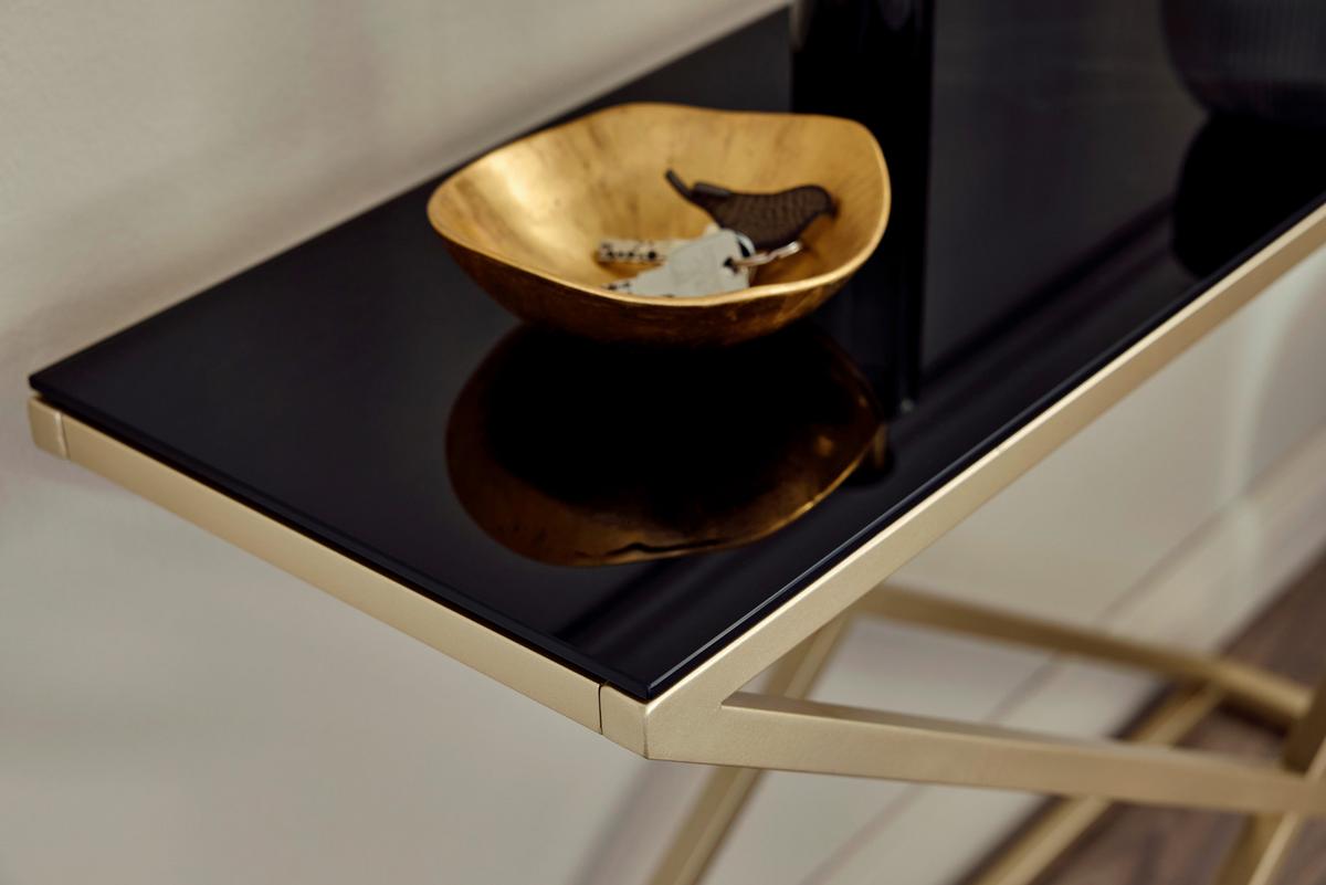 Konsolentisch Xtra Console Goldfarben/schwarz B: 30 Cm - Goldfarben/Schwarz, MODERN, Glas/Metall (100/30/74cm) - Livetastic