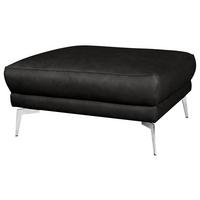 Hocker Spring Schwarz Chrom B: 207 cm - Chromfarben/Schwarz, Design, Leder (96/45/80cm) - Livetastic