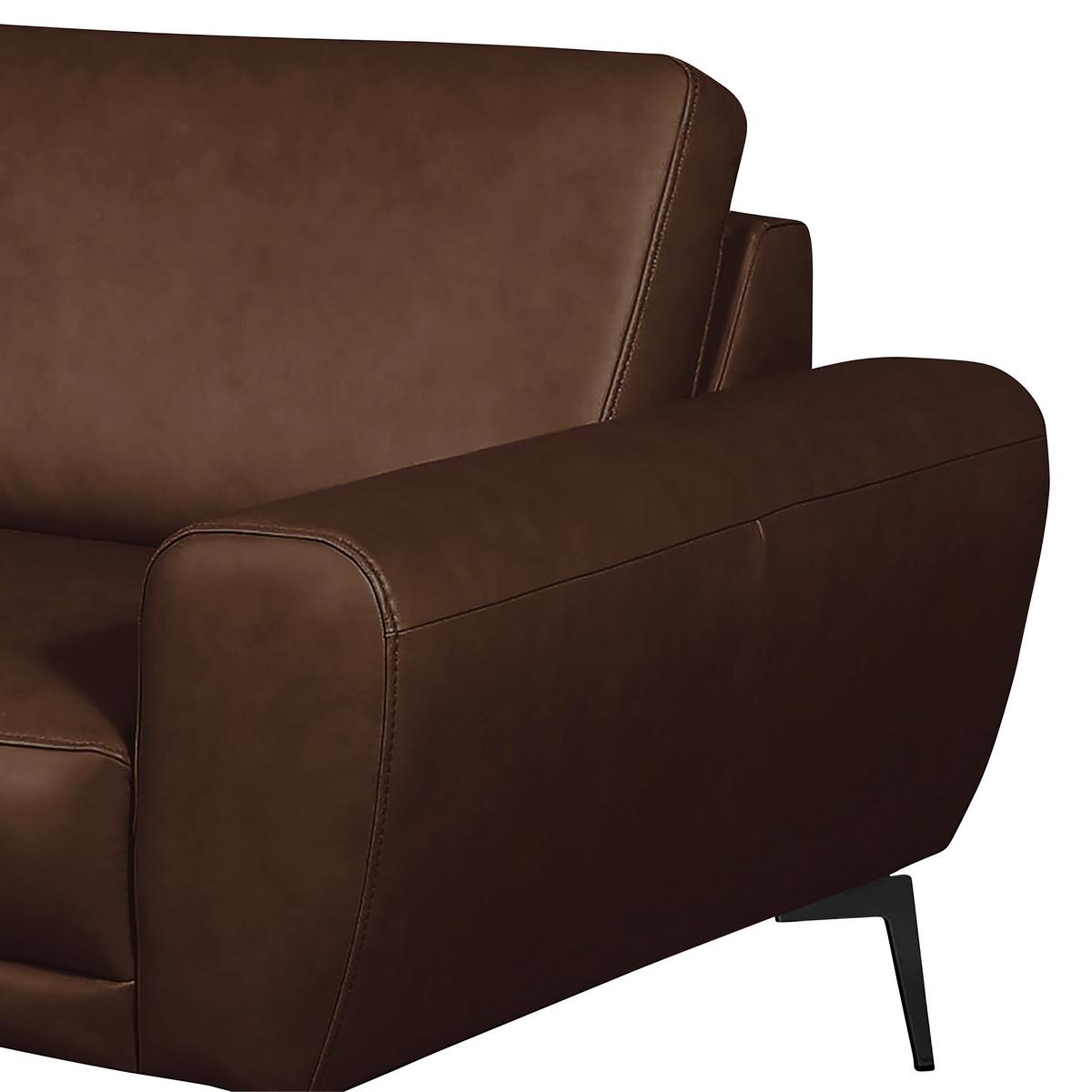3-Sitzer-Sofa Spring, Dunkelbraun B: 207 cm - Dunkelbraun/Schwarz, Design, Leder (207/85/92cm) - Livetastic