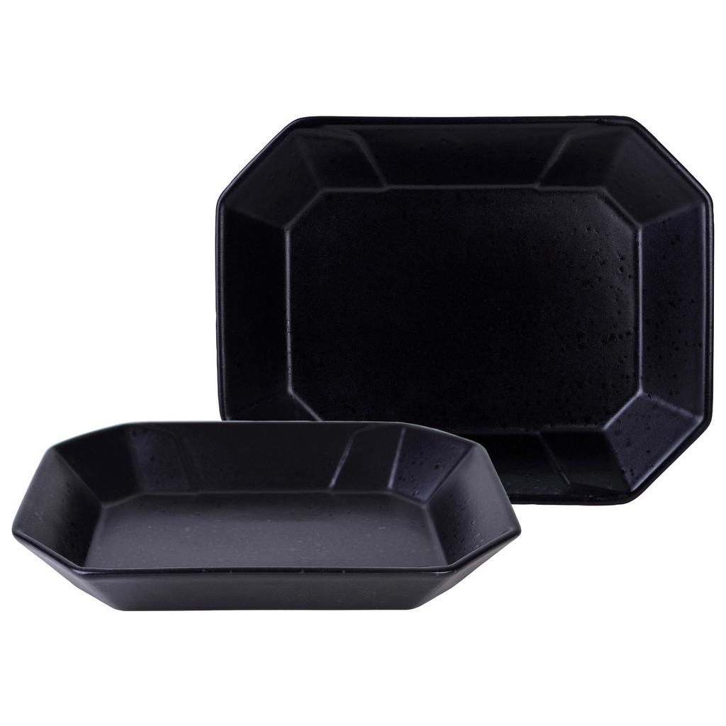 Schüsselset Steinzeug Shcwarz 2--Teilig. B/H: 22x17 cm