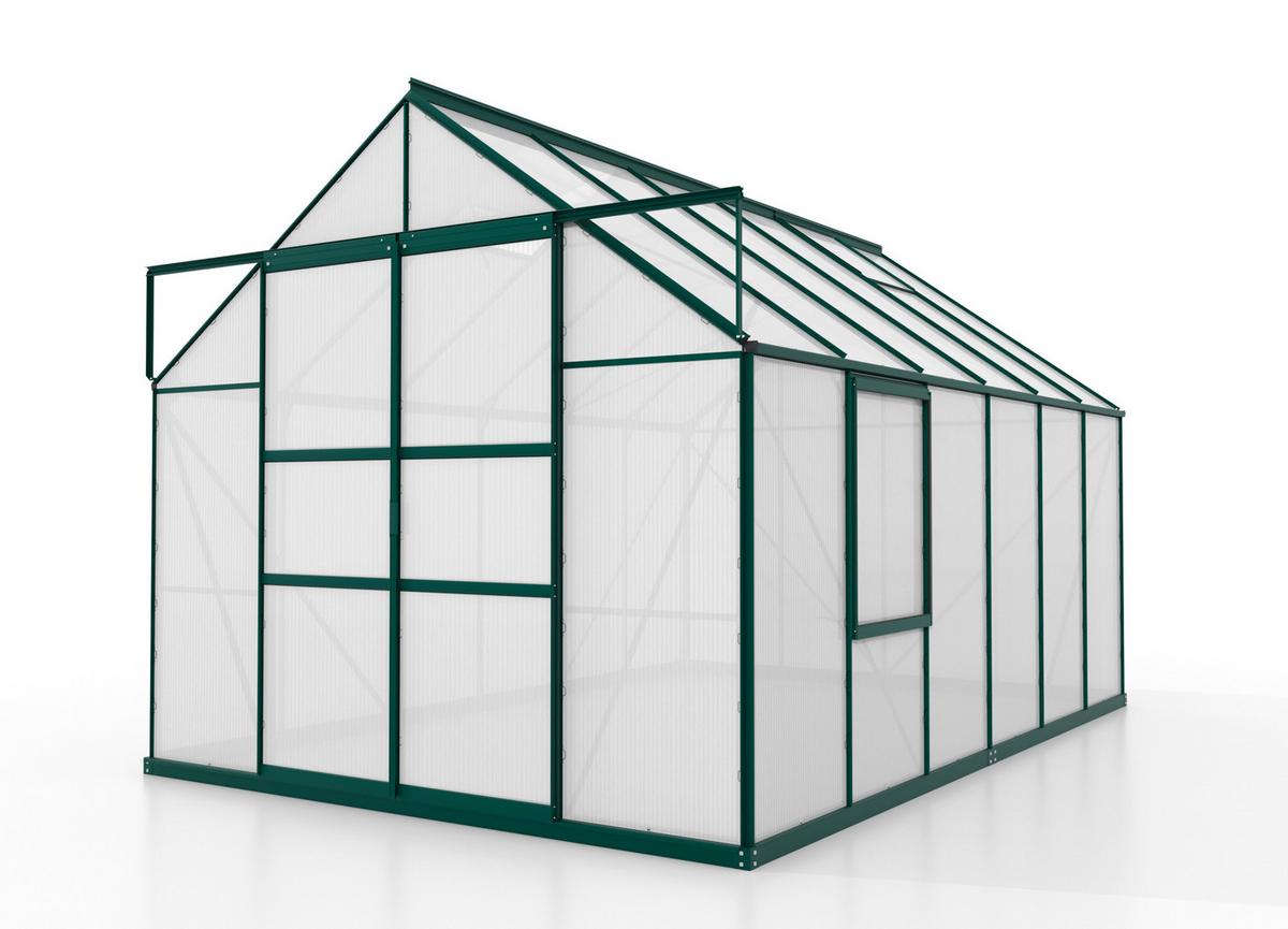 Gewächshausbausatz Meridian 2 9900 9,9 M2 Metall/kunststoff - Grün, Basics, Kunststoff/Metall (257/231,8/383cm)