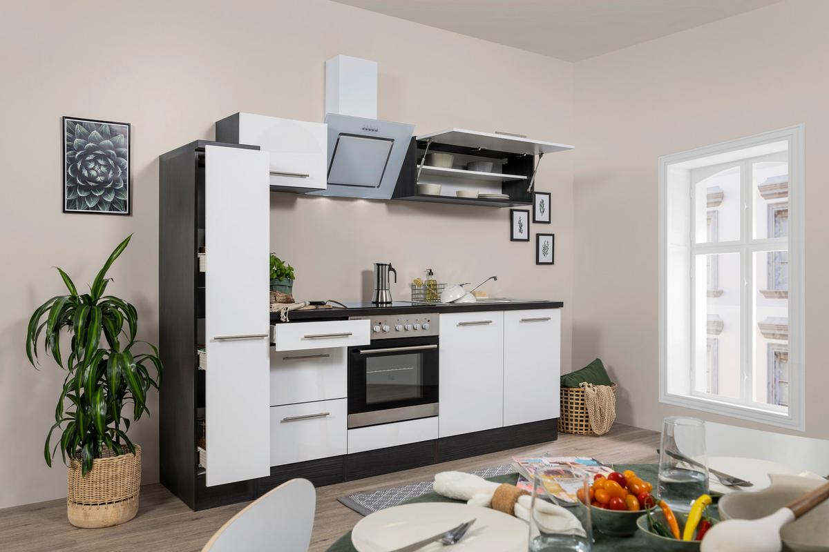 Küchenzeile Rp240ewc Mit Geräte 240 Cm Grau/weiß - Weiß/Grau, Basics, Holzwerkstoff (240cm) - Respekta