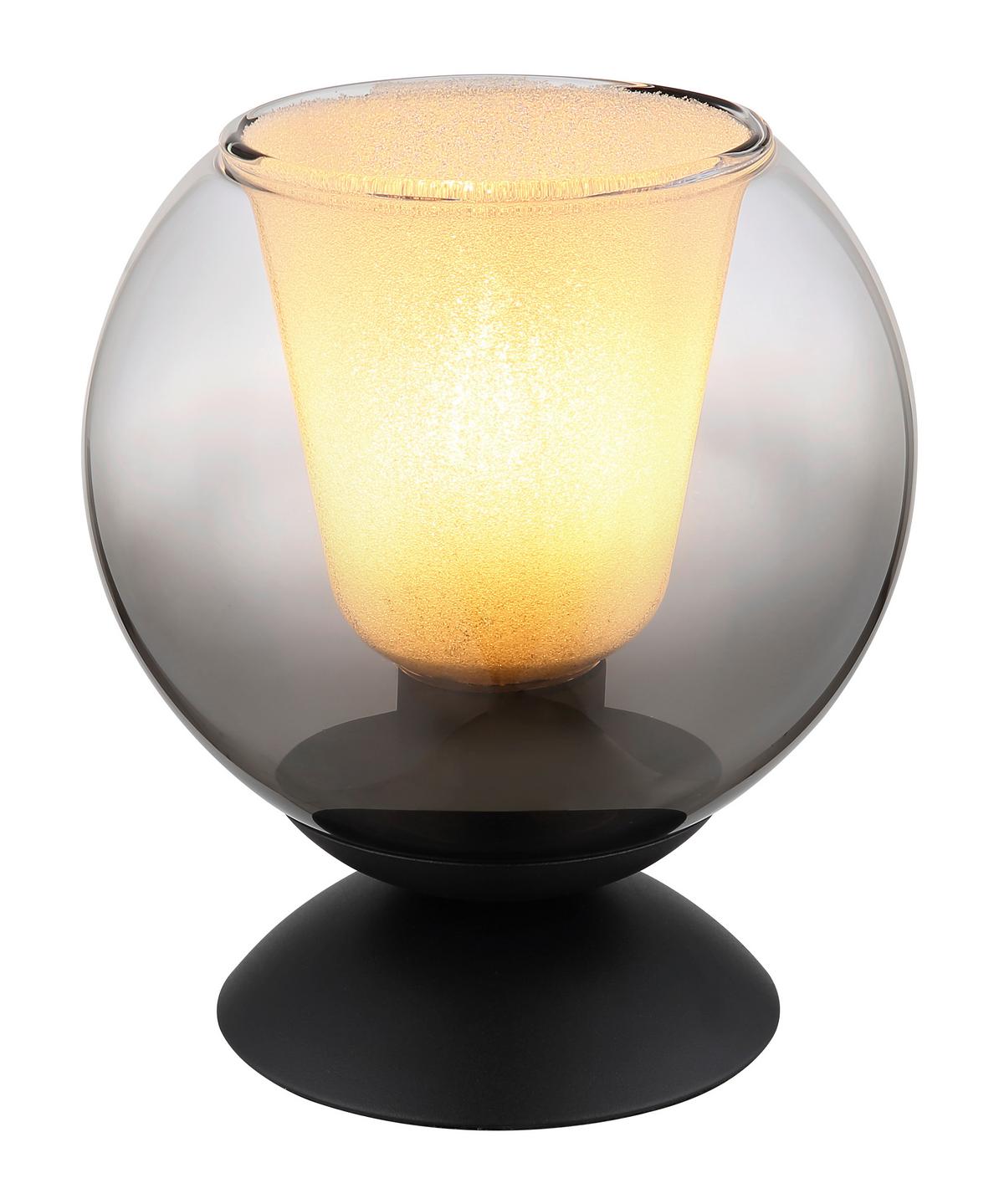 Tischleuchte Barry Grau Klar Schwarz D: 15 cm - Klar/Schwarz, Basics, Glas/Textil (15/20.5cm) - Globo