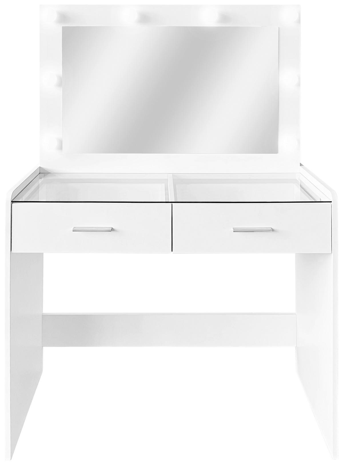 Schminktisch Mila Weiß B: 95 cm - Weiß, Trend, Glas/Holzwerkstoff (95/140/44cm)