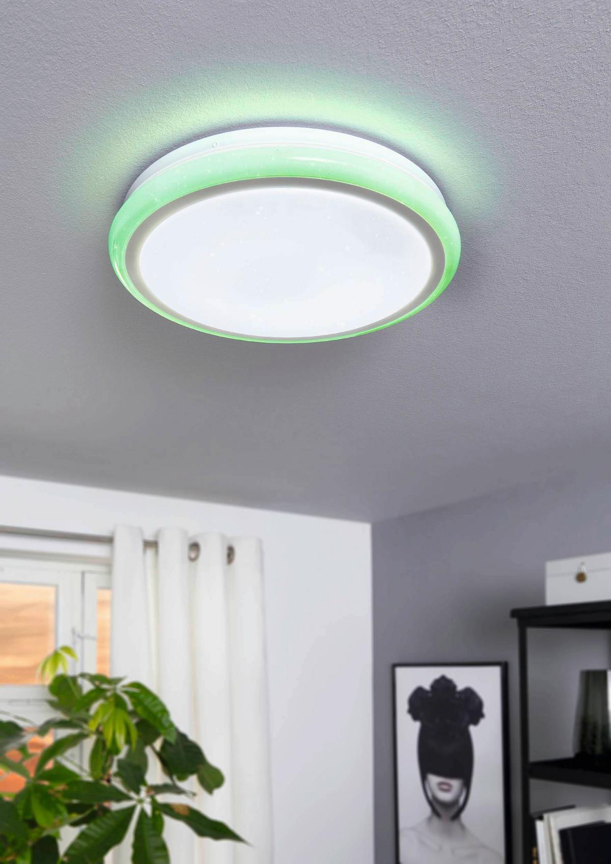 Deckenleuchte Lipari Ø 40 Cm - Weiß, Basics, Kunststoff/Metall (40/7cm) - Eglo