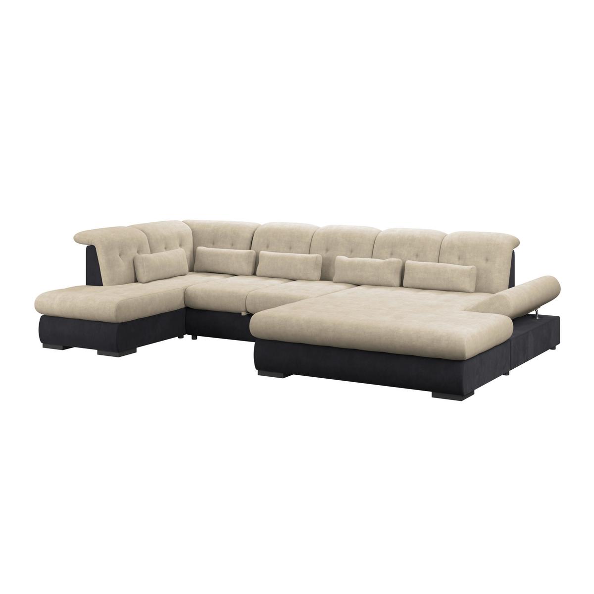 Wohnlandschaft Madera Cremefarben U: 212x358x190 cm - Anthrazit/Creme, KONVENTIONELL, Kunststoff/Textil (212/358/190cm)